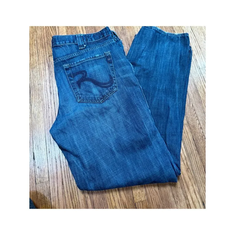 Rock‎ & Republic Men's SZ W38 L32 Verve Early 2010s Straight Leg Dark Blue Jeans